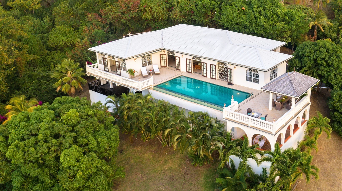 St. lucia real estate coco Villa drone view of house