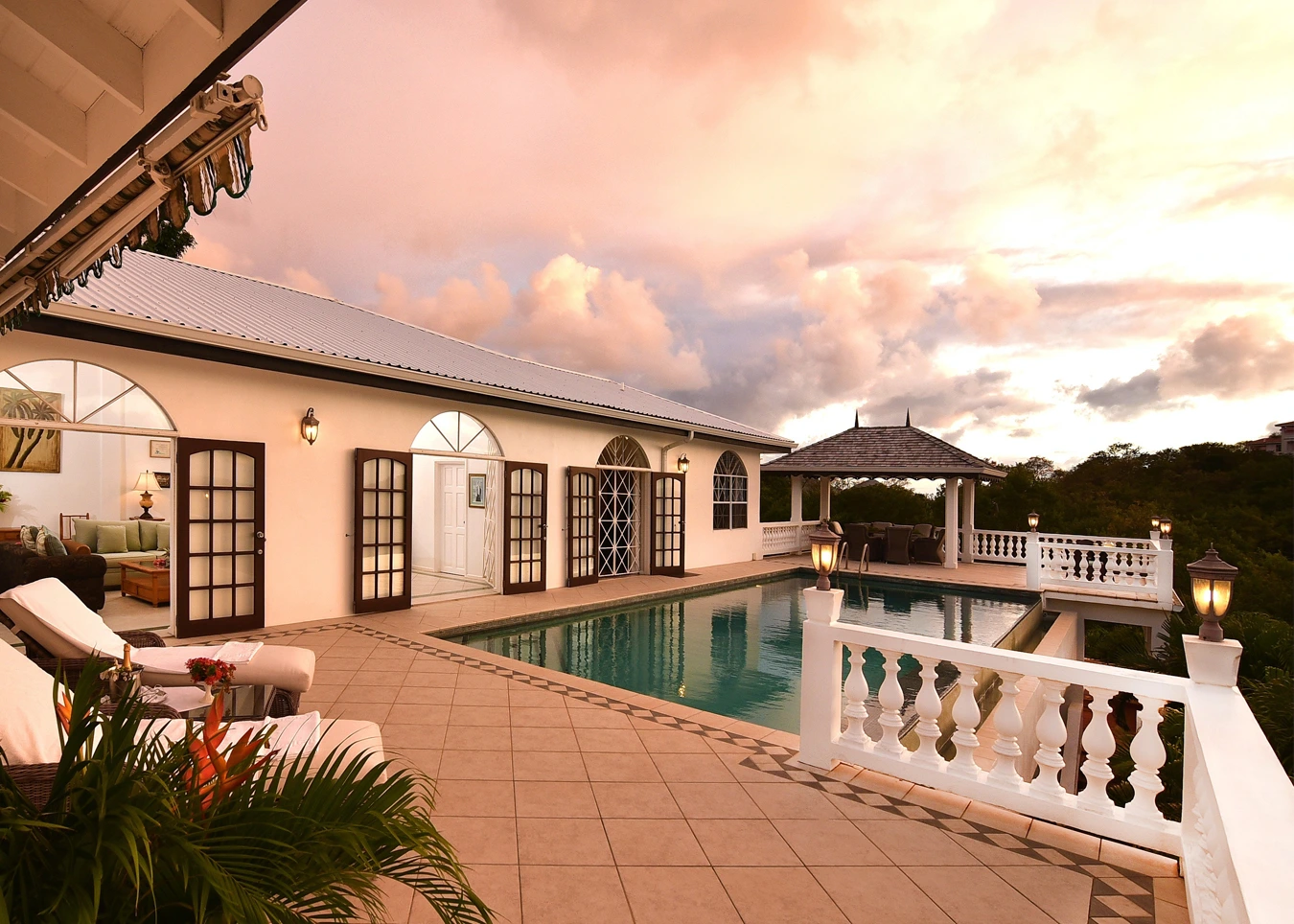 St. lucia real estate coco Villa side view of pool